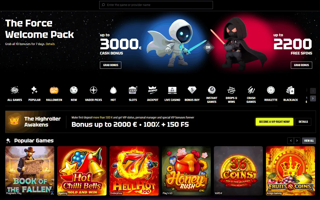 SlotsVader Casino Website SlotsVader Online Casino